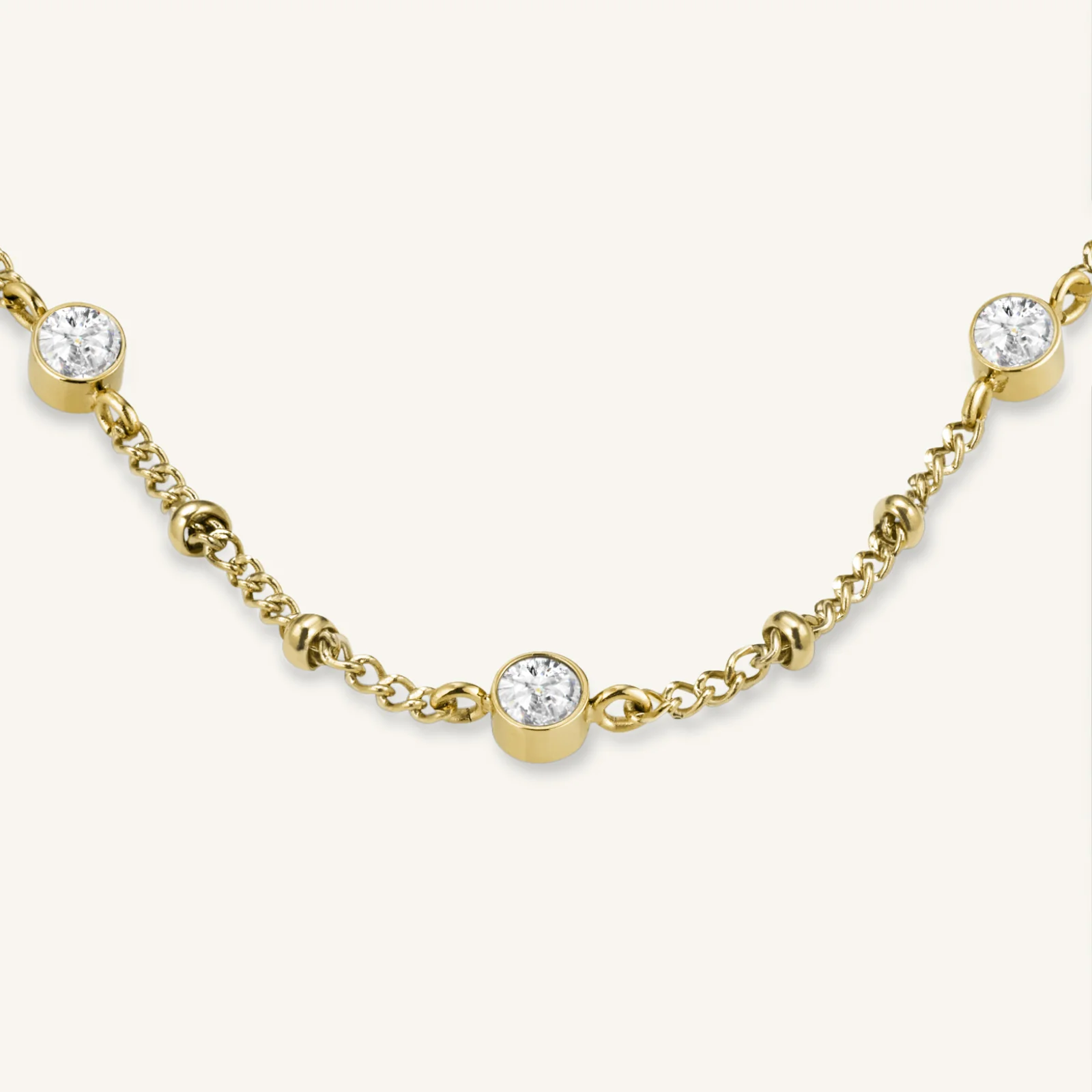 Multi Crystal Necklace Gold - Image 3