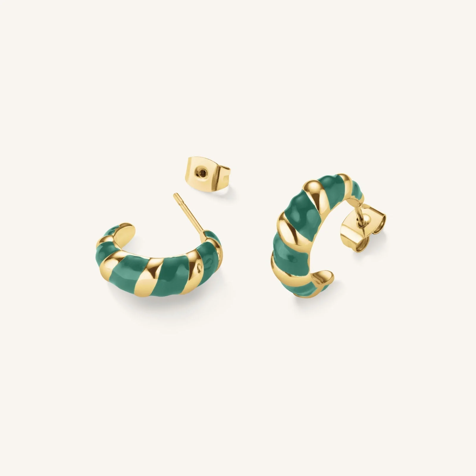 Emerald Croissant Hoops - Image 3