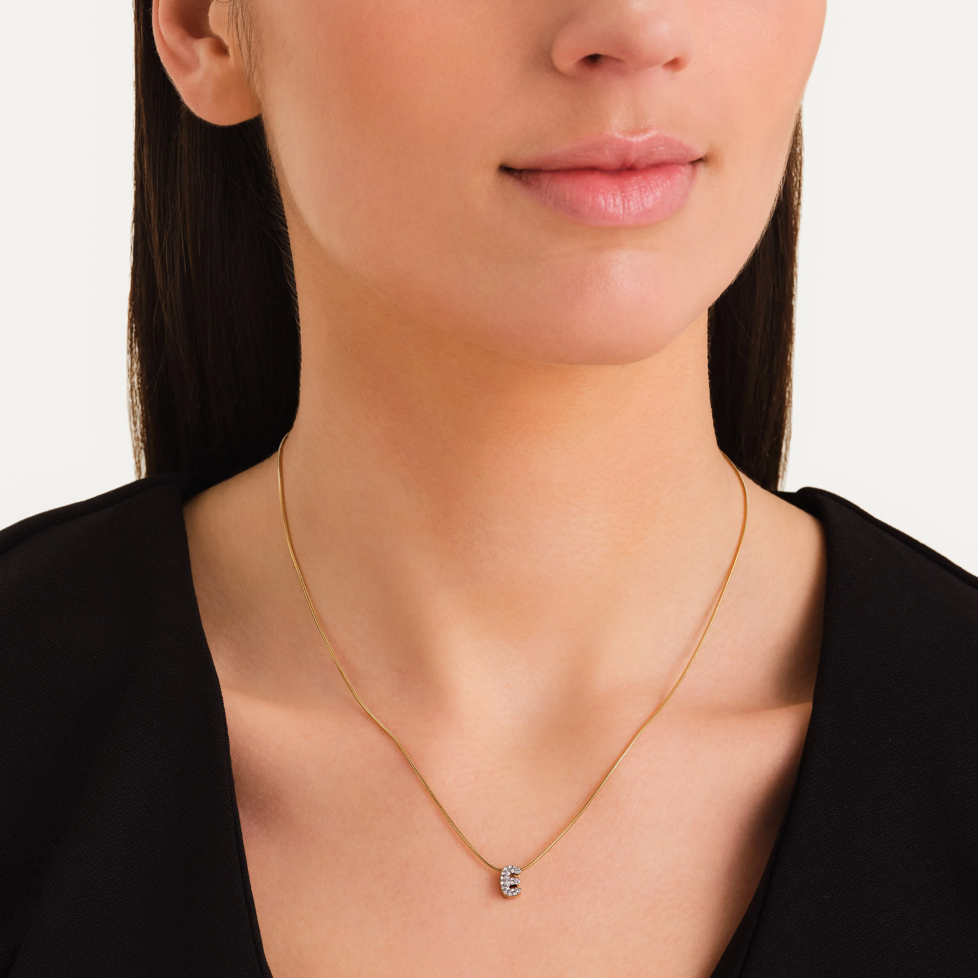 Crystal Letter E Necklace - Image 2
