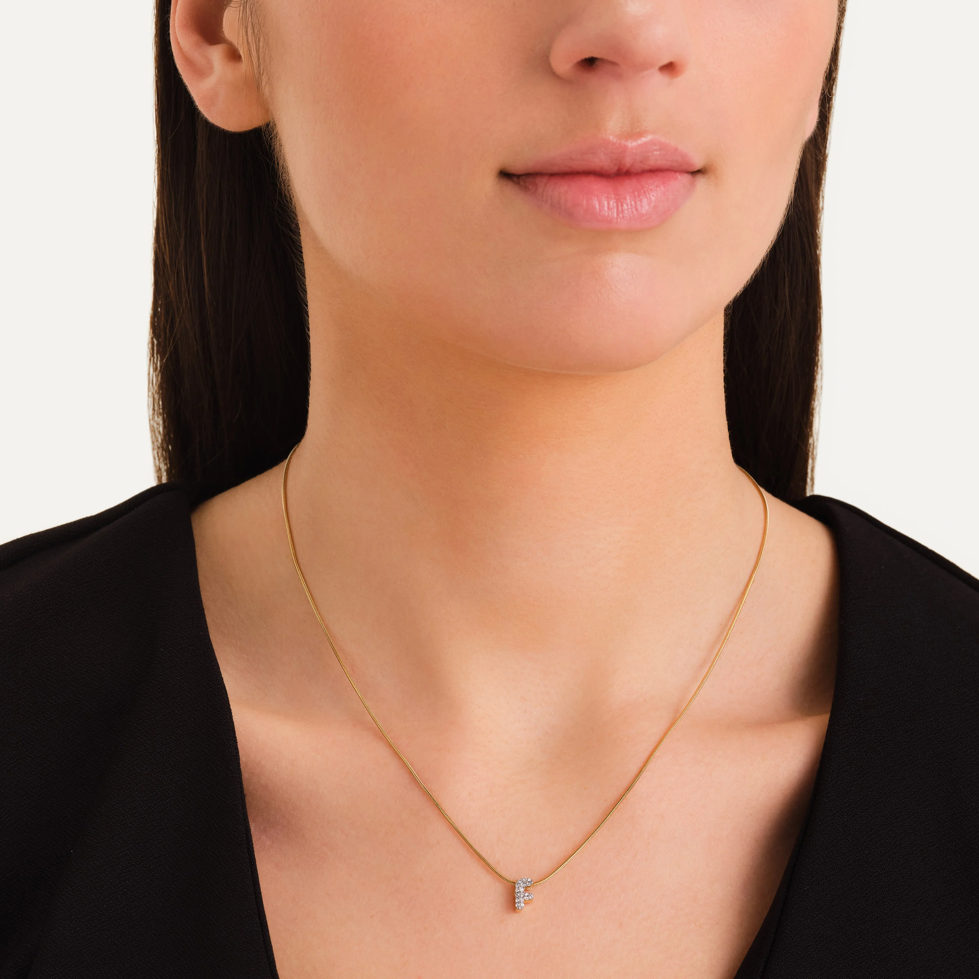 Crystal Letter F Necklace - Image 2