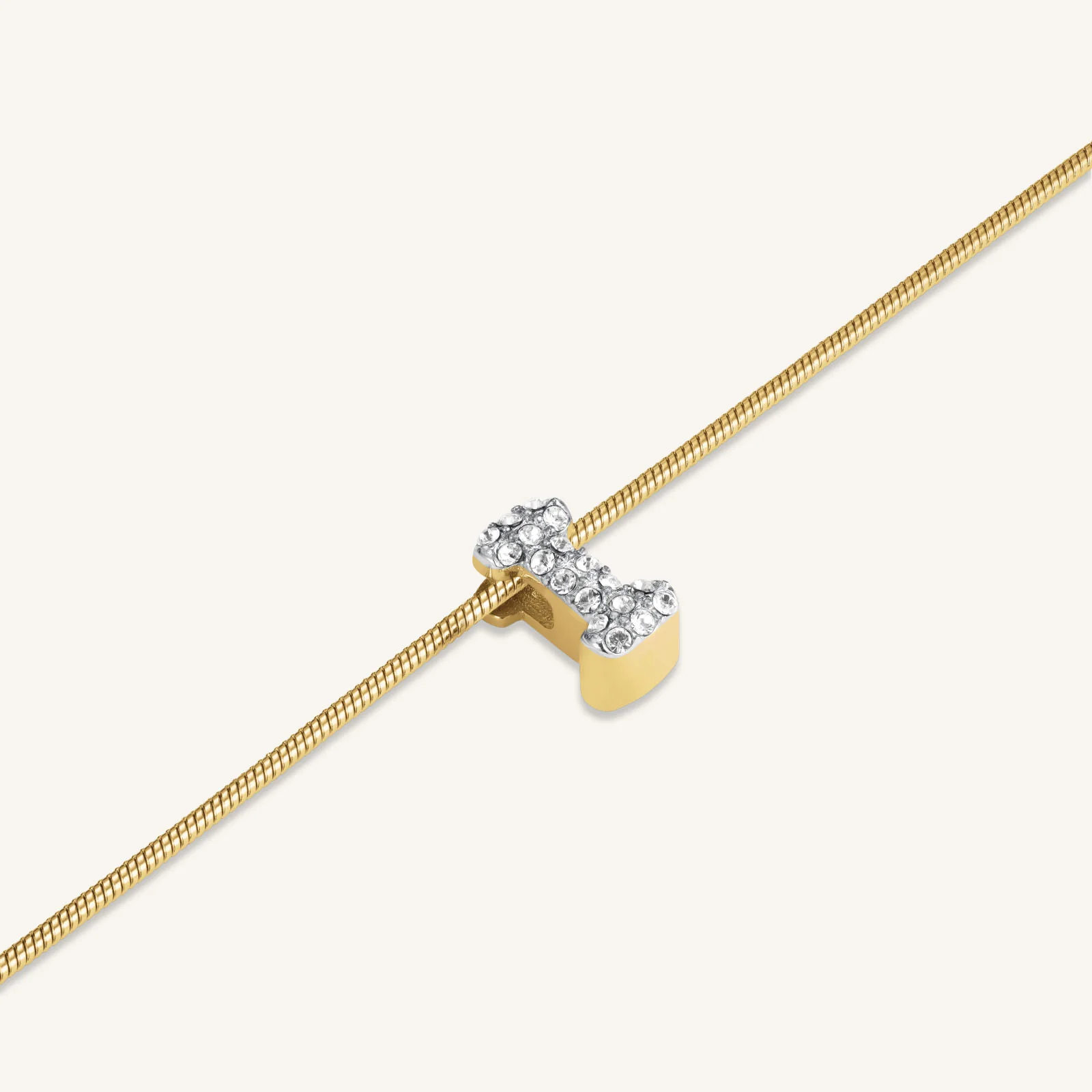 Crystal Letter I Necklace - Image 3