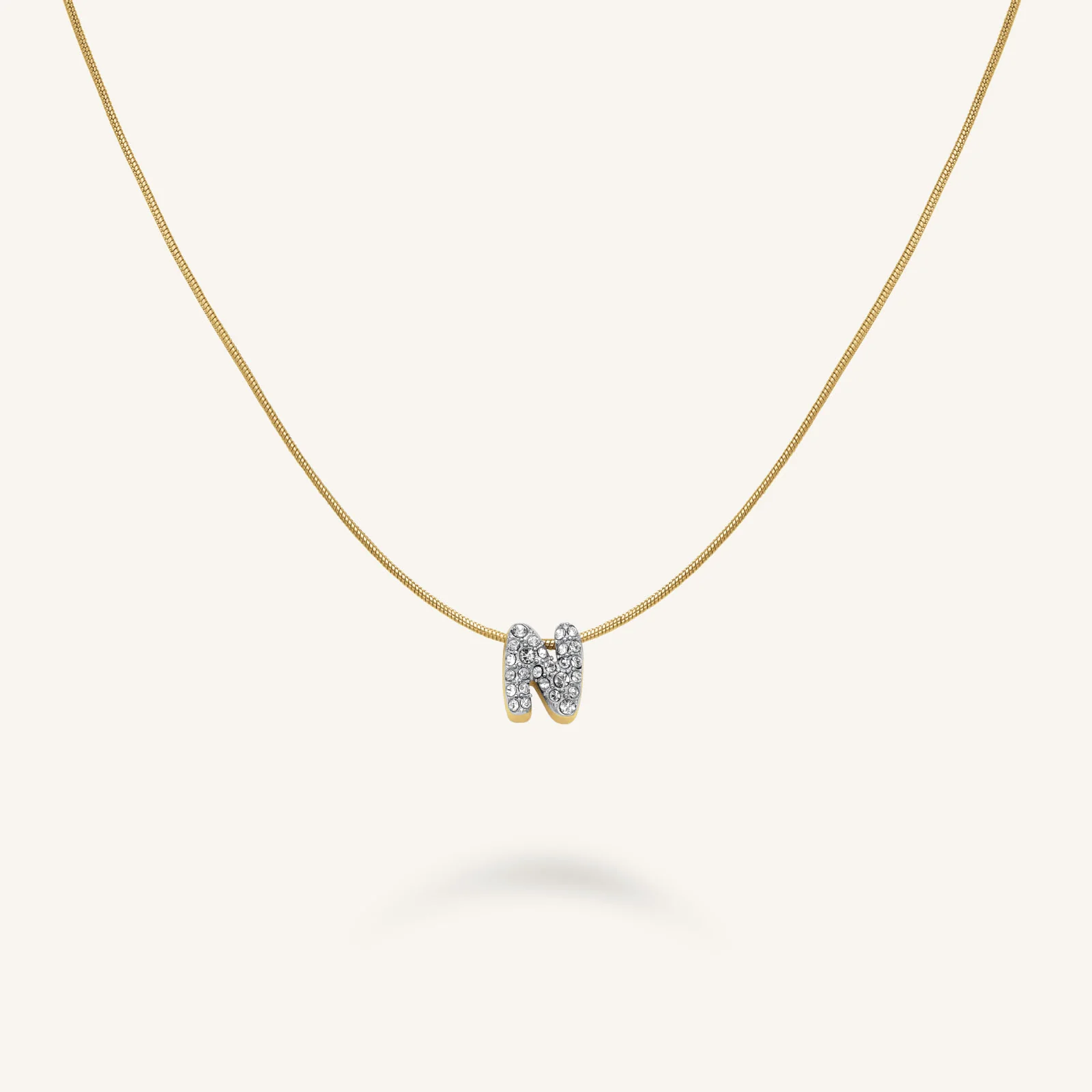 Crystal Letter N Necklace