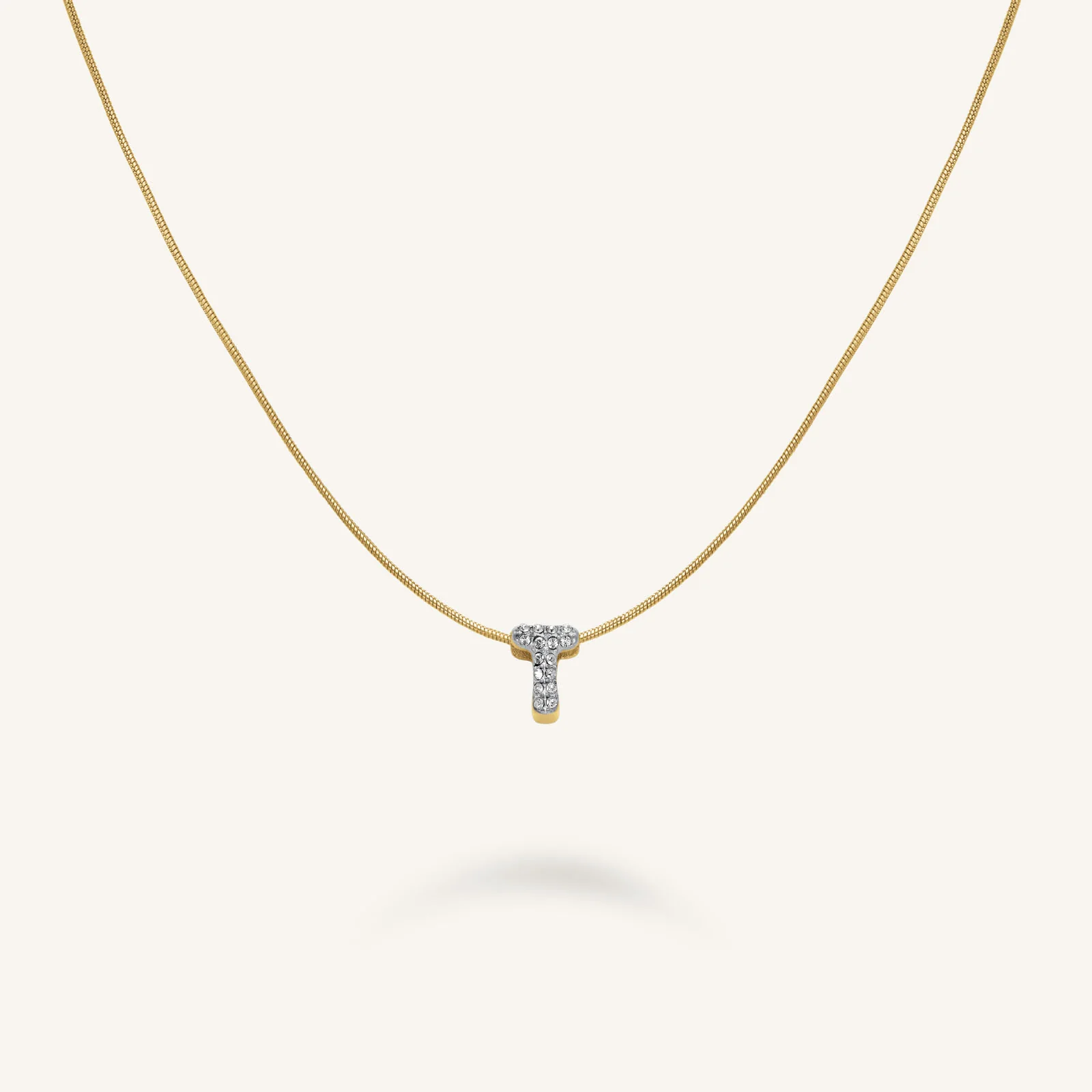Crystal Letter T Necklace