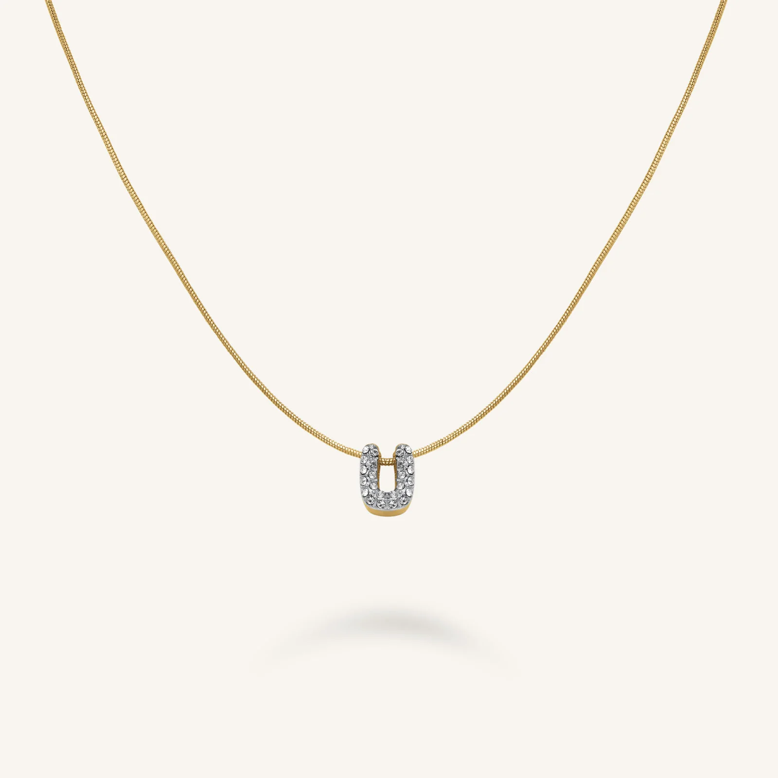 Crystal Letter U Necklace