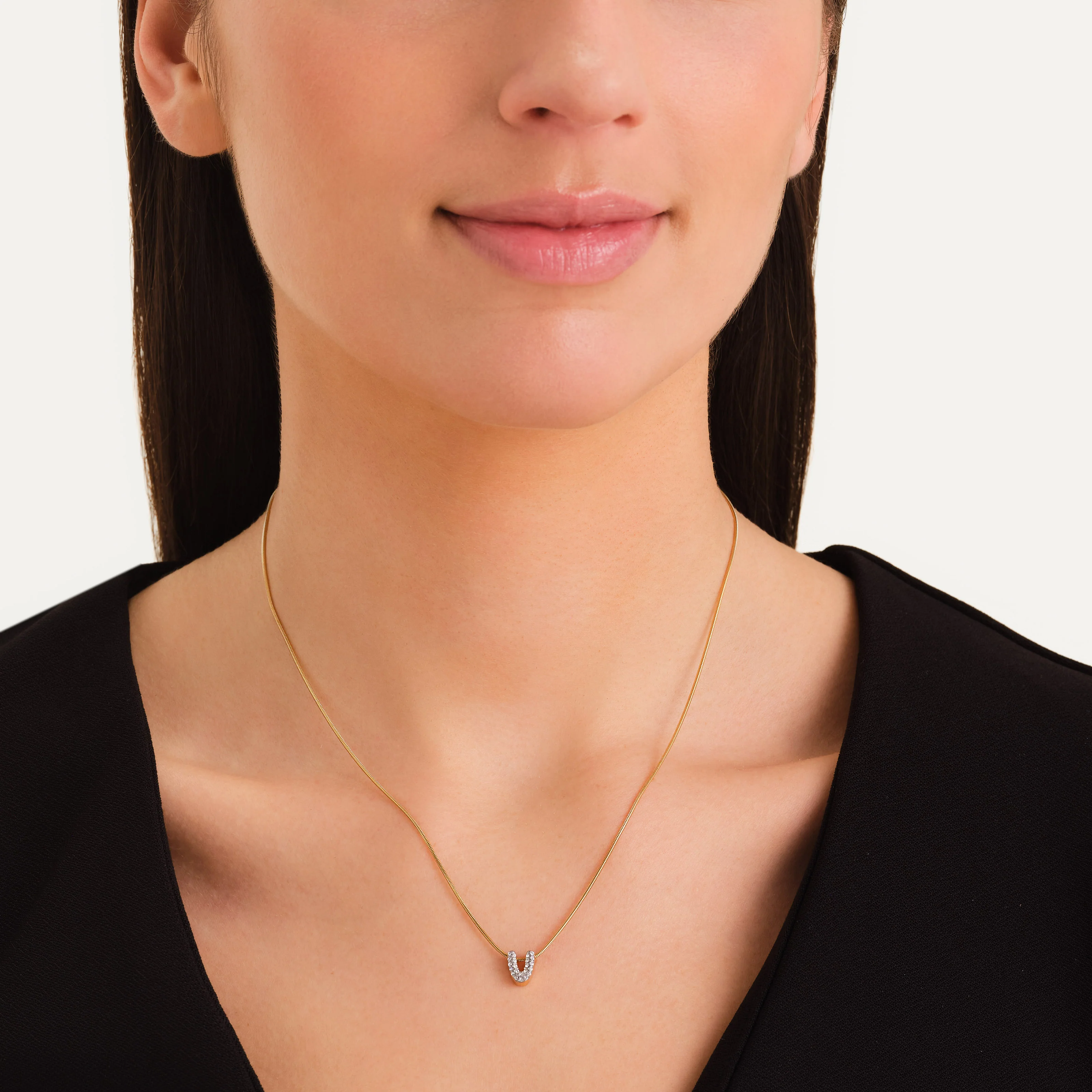 Crystal Letter V Necklace - Image 2