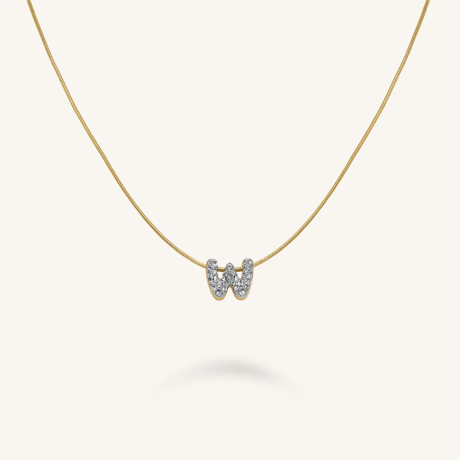 Crystal Letter W Necklace