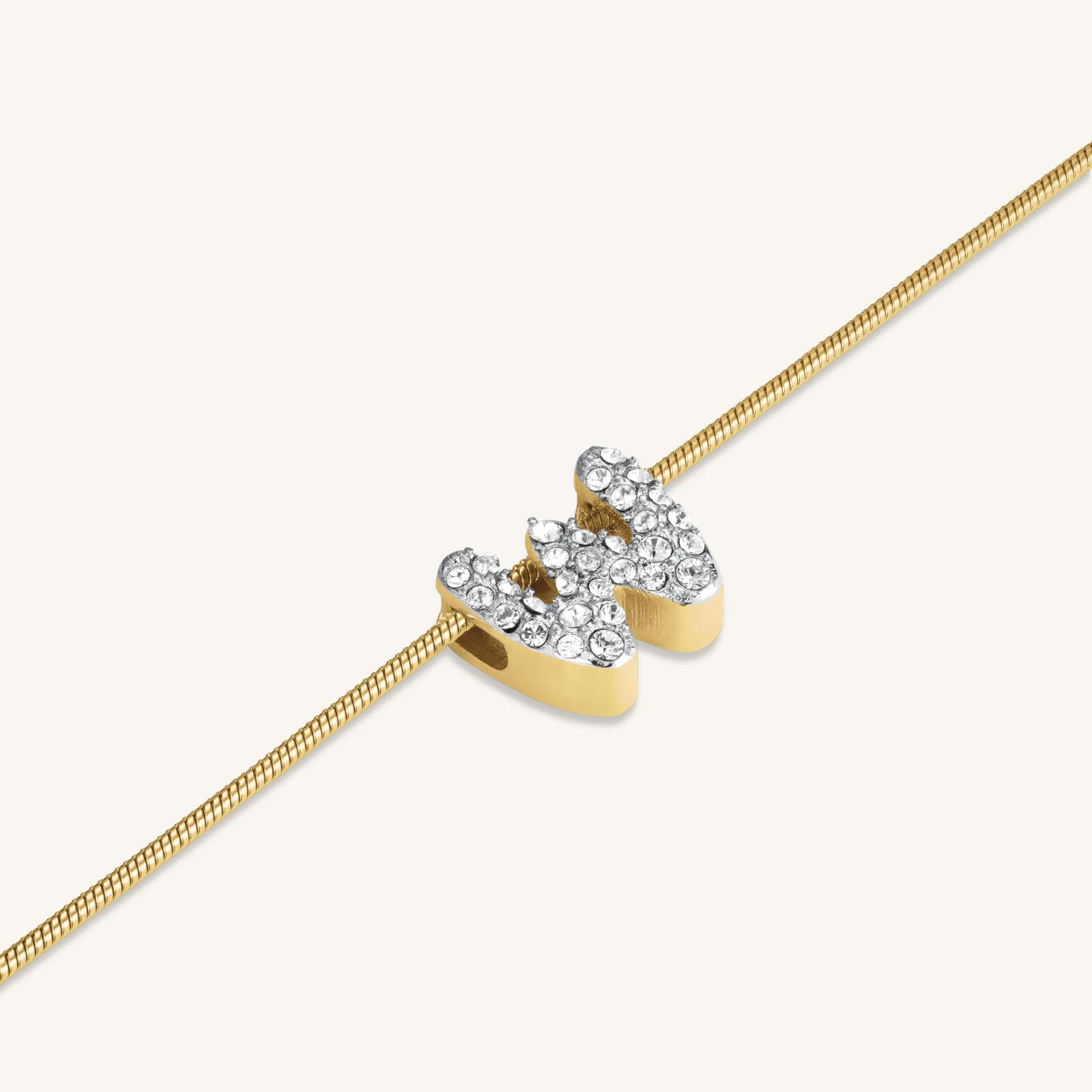 Crystal Letter W Necklace - Image 3