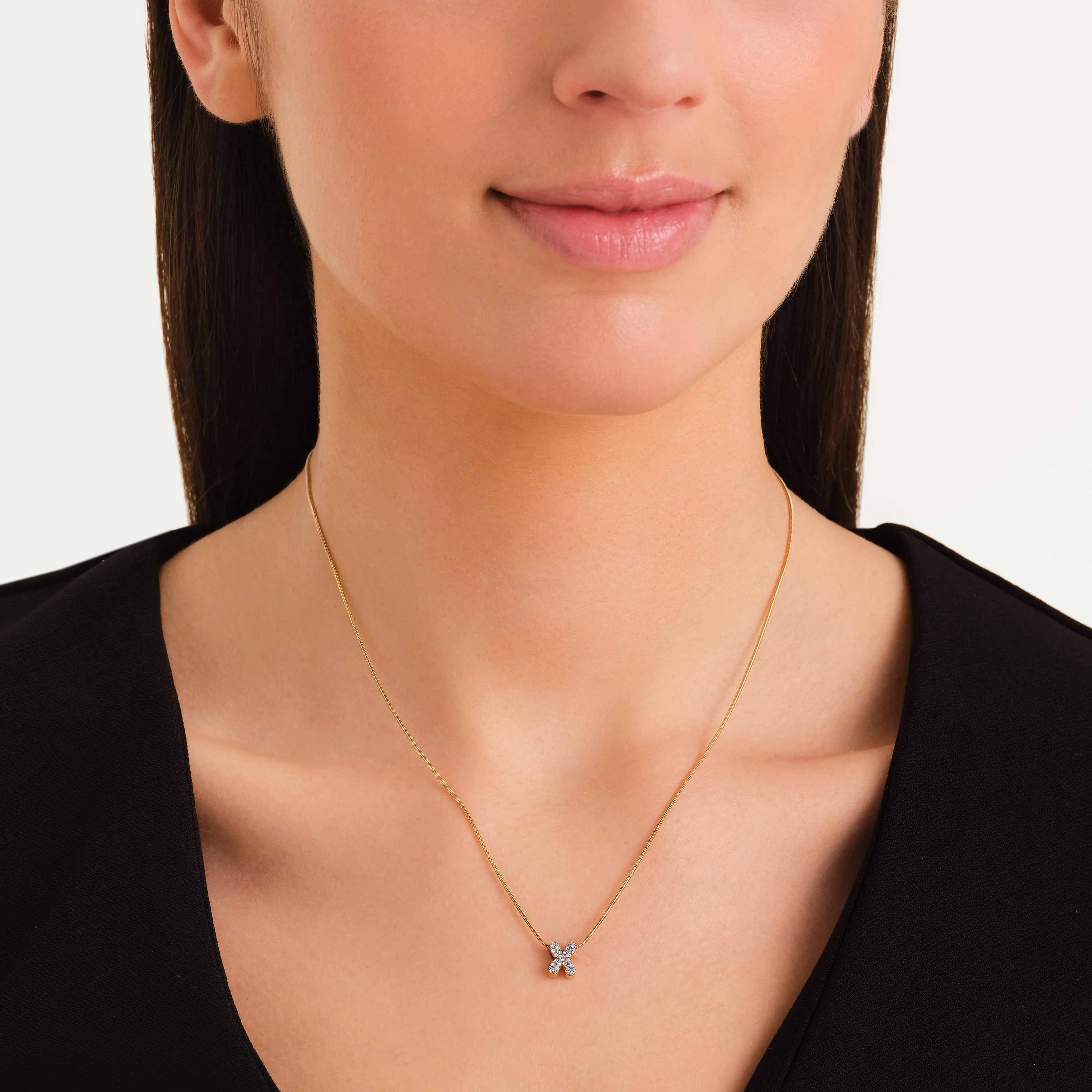 Crystal Letter X Necklace - Image 2