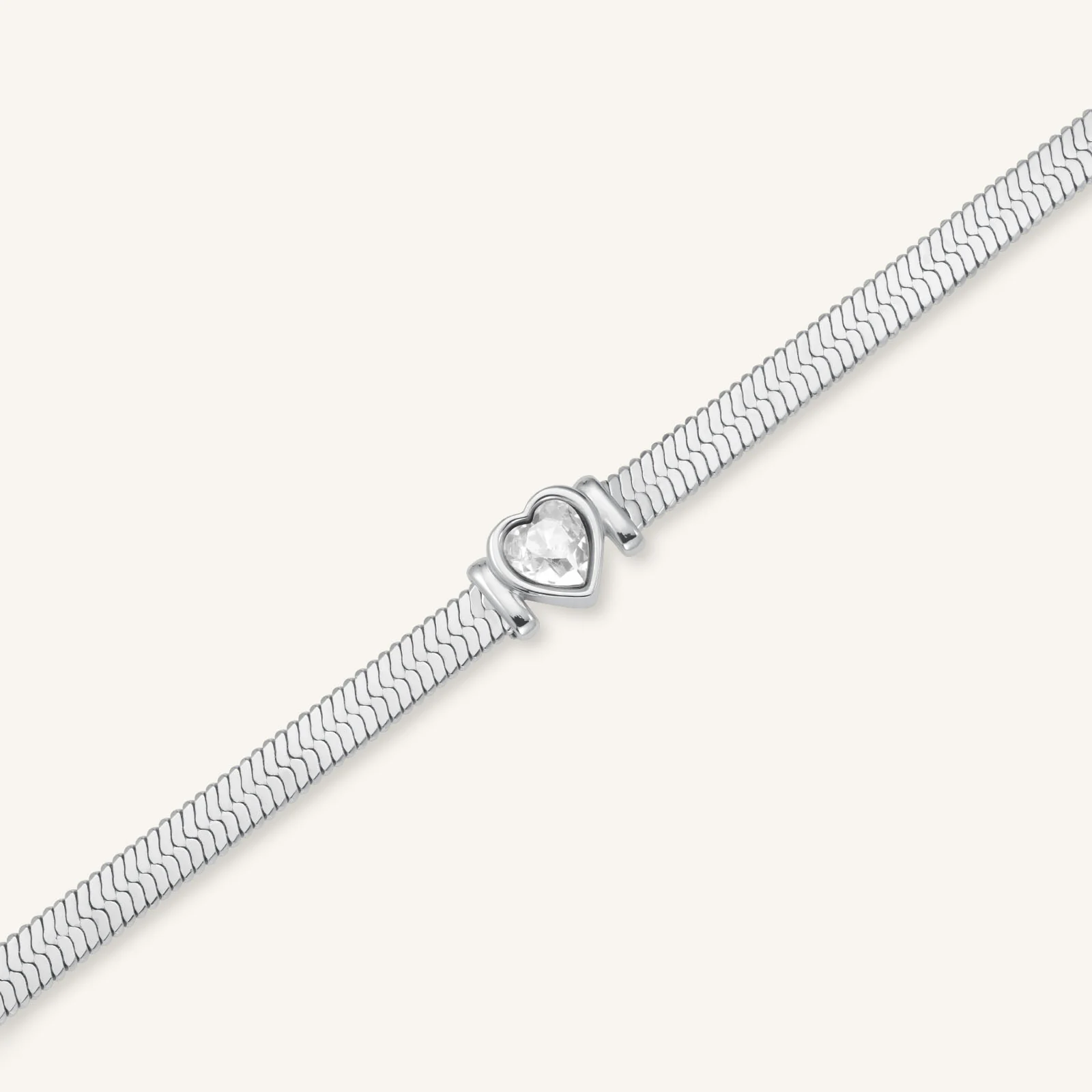 Snake Heart Bracelet Silver - Image 3